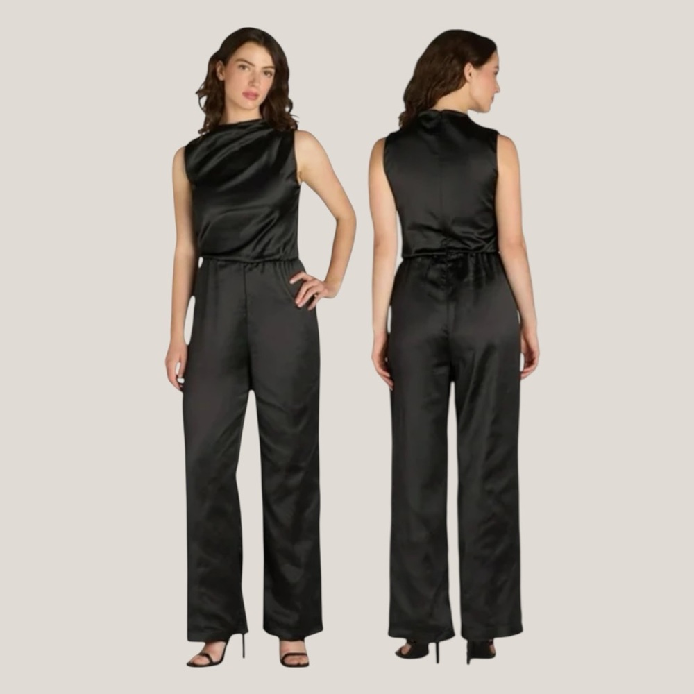 Nine Eight Black Jumpsuit crushed velvet NWT Size 12